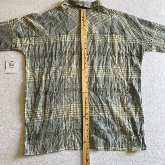 O'Neill Madras Shirt Womens L Gray Long Sleeve Oversized Button Up $54 NWT - Picture 10 of 10